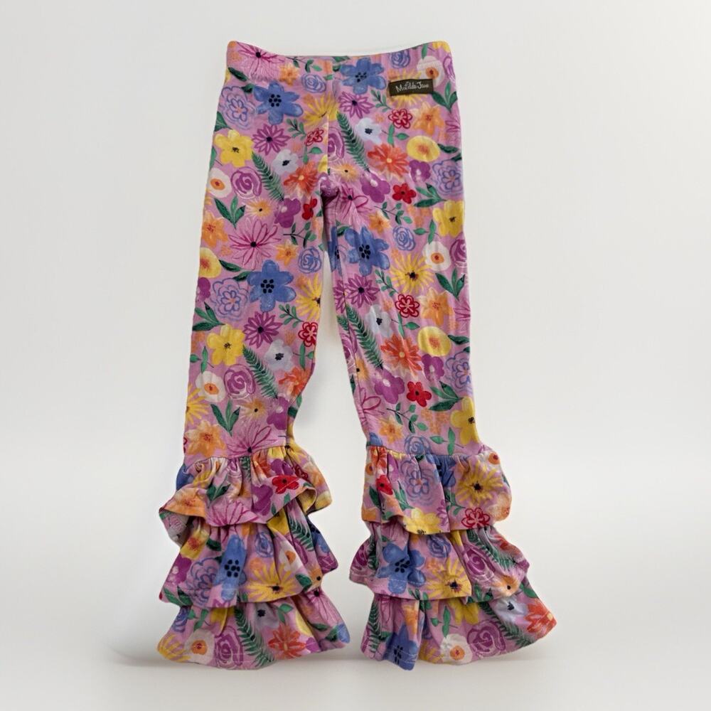 Matilda Jane Pink Floral Ruffle Pants Girls Size 4